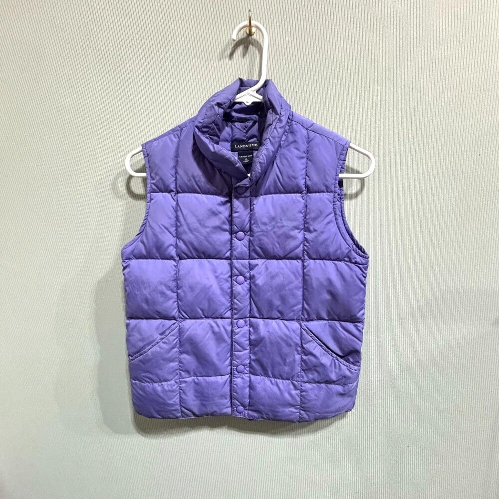 Lands End Kids Purple Down Puffer Vest S 7-8 Lightweight Quilted Nylon